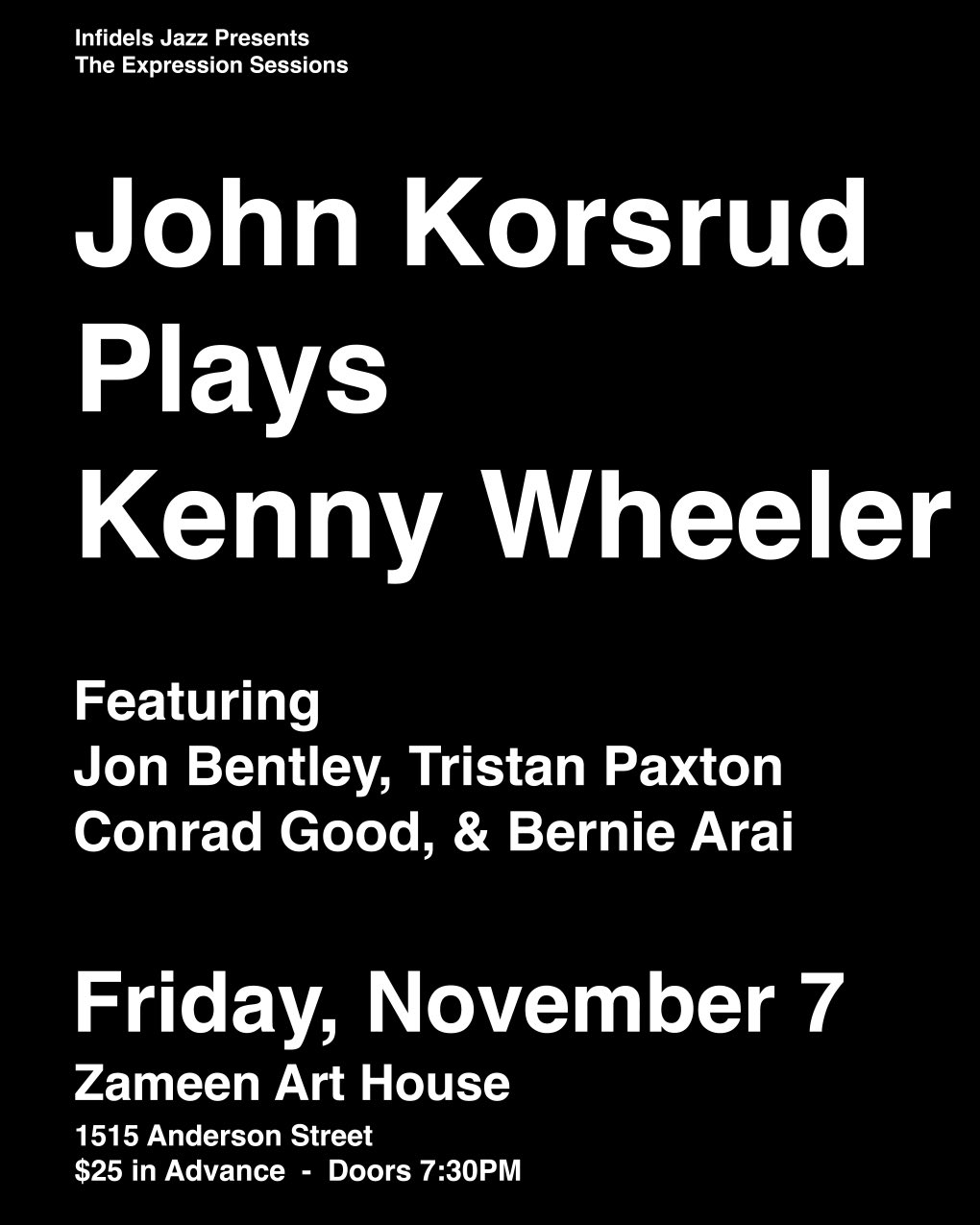 John Korsrud plays Kenny Wheeler at Zameen Art House