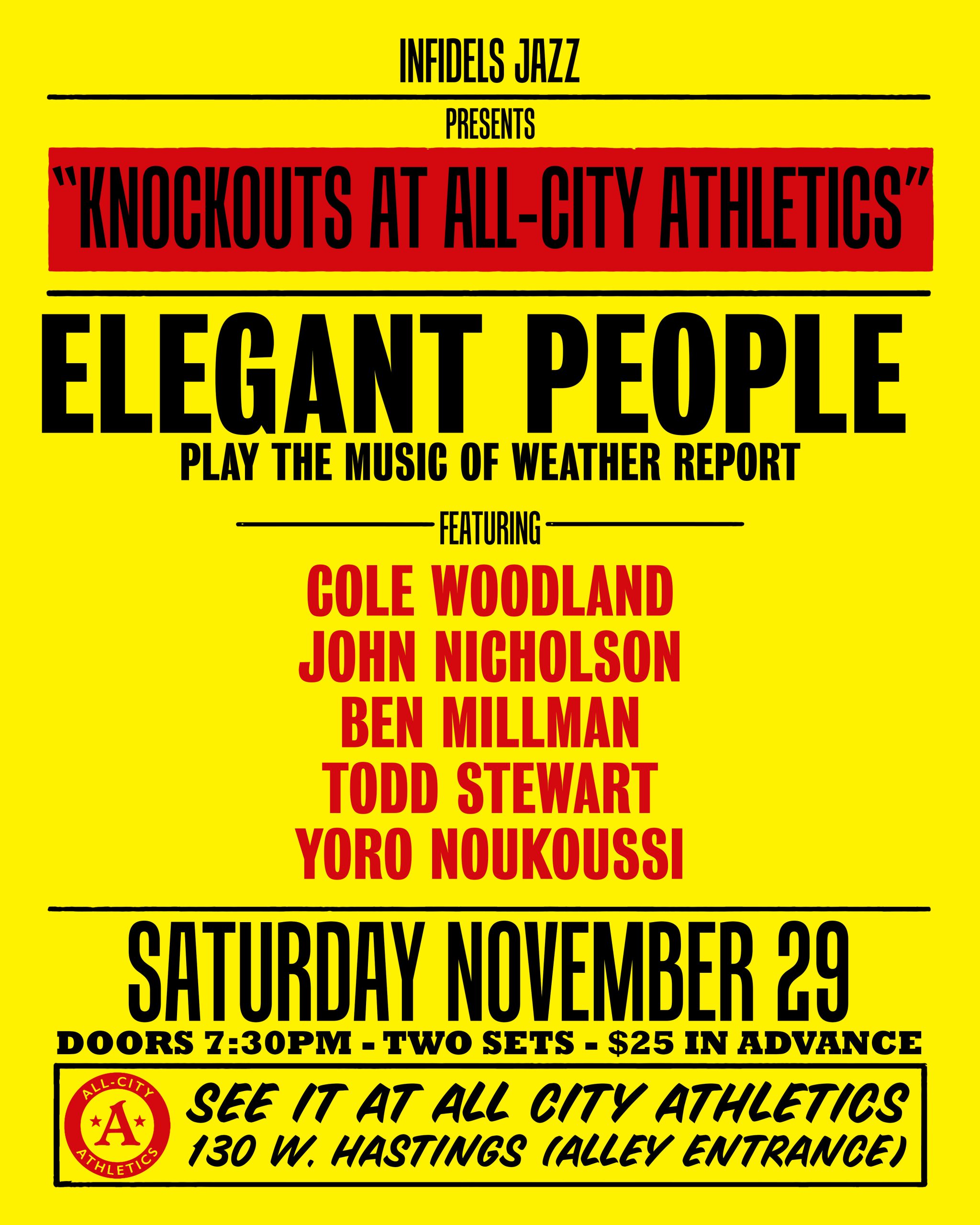 Elegant People play the music of Weather Report at All-City Athletics